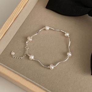 Pulsera de Perlas Naturales de Agua Dulce con Forma de Bola Clásica, Plata <span class=keywords><strong>Tai</strong></span>, para Mujer, Estilo Versátil y Deslumbrante, Regalo Perfecto para Todos - Product Image 4