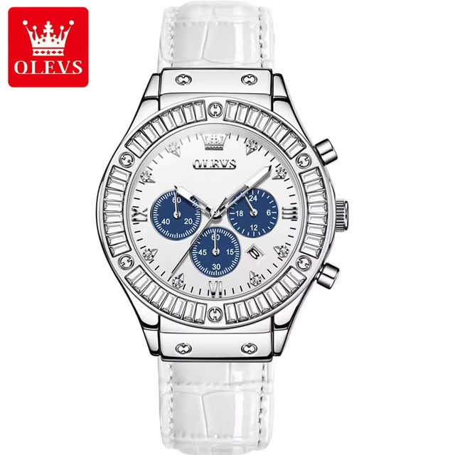 OLEVS 9978 Luxury Design New Women Watch Quartz Waterproof Fashion Leather Chronograph Lady Watches