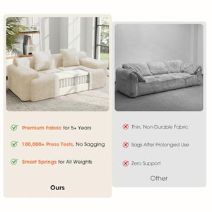 Sofá Seccional Modular con 2 Otomanas Móviles, Sofá Cama Acogedor Tipo Nube, Sofás sin Estructura para Sala de Estar, No Requiere Ensamblaje - Product Image 6