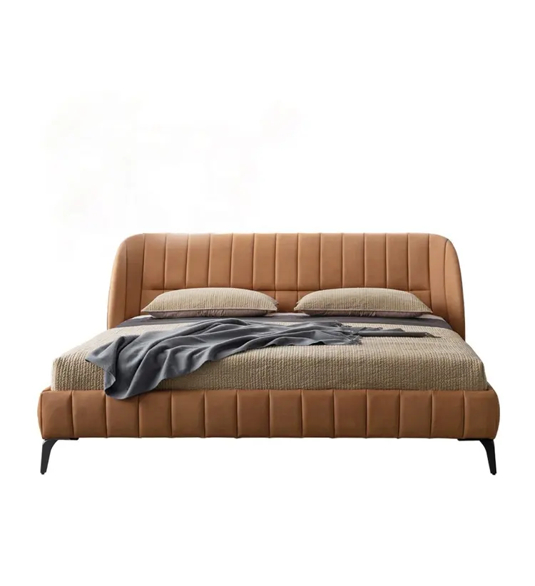 Классическая белая итальянская Современная двуспальная кровать master из натуральной кожи, роскошная мебель для дома, набор для спальни в отеле