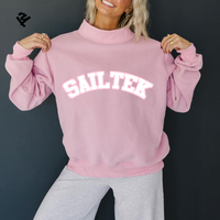 Sweat-shirt à col roulé à épaules tombantes avec broderie personnalisée, streetwear de haute qualité, pull à col montant pour femmes