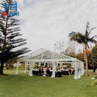 Tente de réception transparente 12x30 décorée pour mariage avec PVC transparent pour fête en plein air