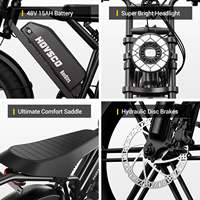 Vélo électrique Ecoride V8 750 W, pneus larges 15 Ah, livraison gratuite, double selle, tout-terrain