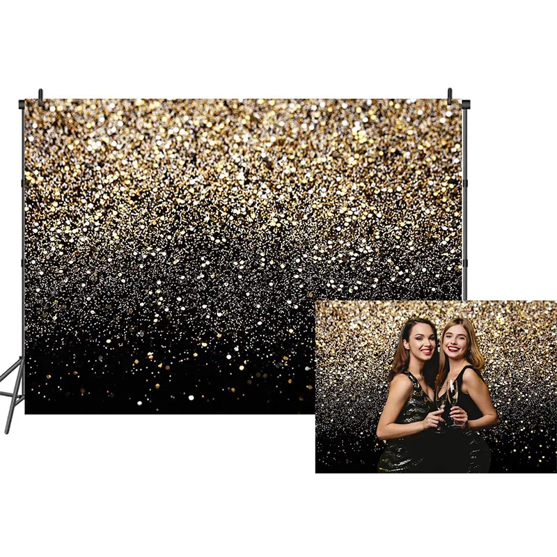 黒と金の家族の誕生日パーティーゴールド斑点のある背景ビニール写真の背景ヴィンテージ抽象的な背景