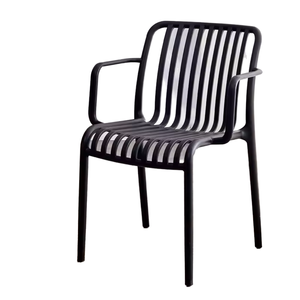 Contemporary <b>Plastic</b> Garden <b>Chair</b> with Tapered Legs and Armrests for Outdoor Use - Product Image 1