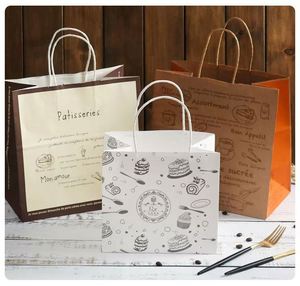 Bolsa de Papel Kraft Reciclable con Logotipo Personalizado Impreso en Offset para Comida para Llevar, Panadería, Embalaje de Galletas, Compras, con Asa Larga - Product Image 5