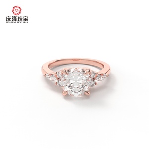แหวนเพชรเพาะเลี้ยงแบบสั่งทำพิเศษ รับรองโดย IGI ทอง 10K 14K 18K ทรงมาร์คีส์ เพชรสร้างในห้องปฏิบัติการ ดีไซน์ใหม่สำหรับผู้หญิง - Product Image 3