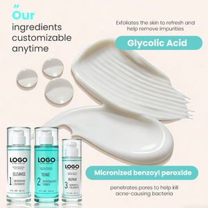OEM/ODM – Trio 3 Pièces Doux pour Peaux Sensibles : Nettoyant Anti-Acné, Réparateur et Atténuateur de Marques, Non Irritant, Élimine les Cellules Mortes et les Imperfections - Product Image 3
