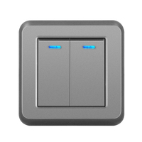 NOVSKI Interrupteur mural simple et moderne à bouton-poussoir double pôle 2 voies avec indicateur LED 250V