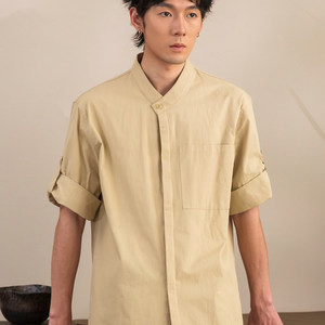 Yilong 2026 Uniforme de travail pour <span class=keywords><strong>homme</strong></span> en soie style montagne, pour personnel d'hôtel, salon de thé <span class=keywords><strong>japonais</strong></span>, café, et chemise-<span class=keywords><strong>tablier</strong></span> de responsable - Product Image 5