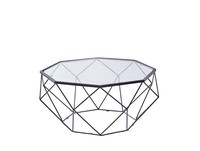 Table basse géométrique moderne en verre en forme de diamant Peinture noire pour le salon