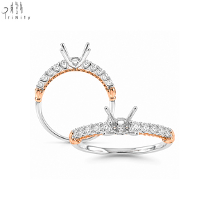 Hot Sale High Quality Classic Design Fine Jewelry 18K Solid Gold Real Natural Diamond Semi Mounting <b>Ring</b> Without the Main <b>Stone</b> - Product Image 1