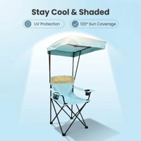 Fauteuil de camping pliant de luxe portable et personnalisé avec auvent pour la randonnée, les voyages, les pique-niques, la pêche, la plage et le jardin
