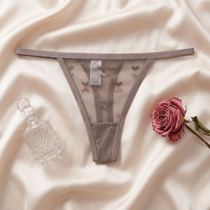 Tanga de malla transparente para mujer, con tirantes finos, cintura baja, sexy, suave, elástica, cómoda, talla grande, lencería tipo G-string, OEM ODM - Product Image 3