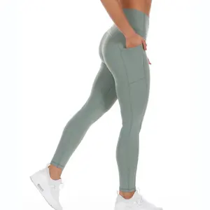 Spandex Tummy Control Gym Wear Fitness High Waist Women Yoga Leggings Pants With pockets