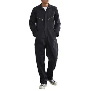 100% cotton jumpsuit with utility zipper pockets men casual jumpsuit wholesale