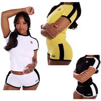 Merkloze Dupe Custom Logo Dames Loungewear 2-delige Set Zachte Katoen Zijstrepen Korte Mouwen Met Shorts Dames Zomerkleding