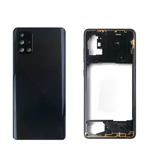 Sam A71 Middle Frame Back Cover for Samsung Galaxy A71 4G A715F Battery Case Housing Chassis + Camera Lens Repair Parts