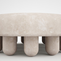 Table basse en marbre travertin Wabi Sabi, plateau rond en forme de champignon, pieds multi-arrondis, table de salon, maison de rêve