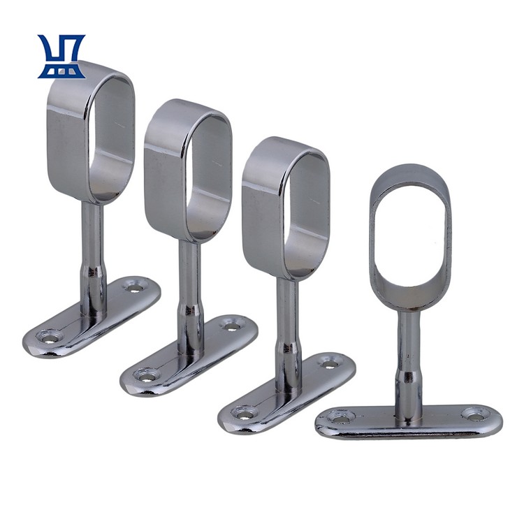 BQLZR Free Shipping 4Pcs Silver Zinc Alloy Closet Rod Support Holder Closet Wardrobe Shower Curtain Rod Flanges 16mm