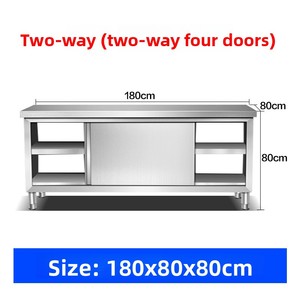 Mesa de Trabajo con Puerta Corredera de Acero Inoxidable Integralmente Soldada, Mueble de Cocina, Mesa de Preparación para Restaurante, Uso Comercial - Product Image 4