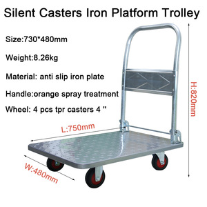 헤비 듀티 스틸 핸드 카트 트롤리 300KG 적재 용량 플랫폼 트롤리 - Product Image 2