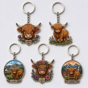 Porte-clés personnalisés en gros en forme de vache, porte-clés animaux, souvenirs de voyage culturels des Highlands, pour les magasins de détail agricoles - Product Image 1
