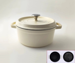 Panela de Ferro Fundido Esmaltado Multiuso para Ensopados e Sopas, Compatível com Fogão a Gás e Indução, com Tampa, Design Moderno, Presente de Inauguração de Casa - Product Image 5