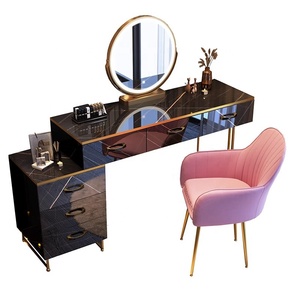 Eleganti comò neri moderni nordic simple light luxury dresser per camera da letto toletta con specchio a led per camera da letto - Product Image 6