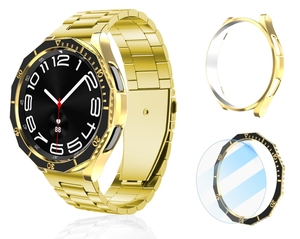 Protection d'écran compatible avec Samsung Watch 6 43 47 MM, coque de protection avec cadre gradué + coque électroplaquée, film trempé, housse de protection - Product Image 1