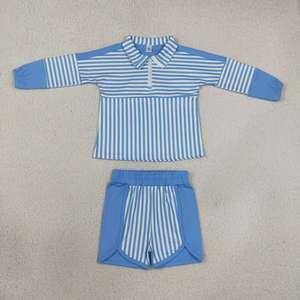 ชุดเสื้อผ้าเด็กผู้หญิงลายทางพิมพ์ลายวันหยุด RTS Toddlers พร้อมซิป เสื้อพูลโอเวอร์ กางเกงขาสั้น สวมใส่สบาย เหมาะสำหรับเล่นกีฬา เทนนิส โยคะ - Product Image 5