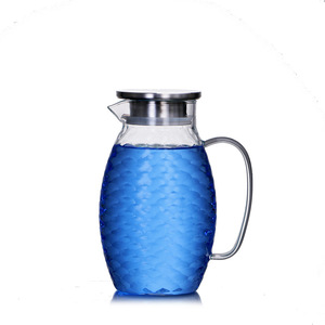 Ensemble de carafe et de tasses en verre borosilicate de haute qualité avec design créatif en écailles de <span class=keywords><strong>poisson</strong></span>, couvercle en acier inoxydable, pour thé glacé et jus - Product Image 2