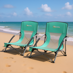 Chaises de plage pliantes Outsunny, dossier en maille turquoise, cadre en aluminium, pour le camping en plein air, la pelouse, les pique-niques - Product Image 2