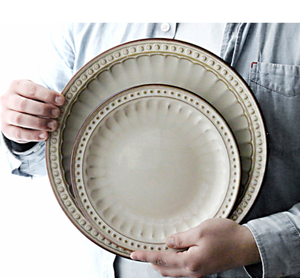 Services de table en céramique personnalisables, style terre cuite, assiettes classiques européennes en relief, vaisselle, bols, assiettes, tasses - Product Image 4