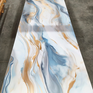 Moderne Luxus hochwertige <span class=keywords><strong>4</strong></span>*8 FT PVC UV Marmorplatte 3D geometrische Muster platte hoch glänzende Oberfläche wasserdichte feuerfeste Wand - Product Image 2