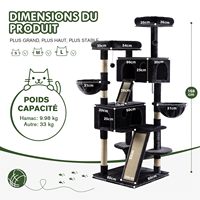 Arbre à chat en bois de luxe personnalisé OEM avec griffoirs en peluche pour tour multifonctionnelle pour chats avec poteaux à griffer et maisonnette pour chat