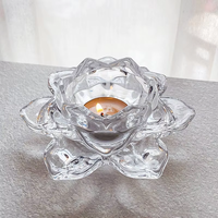 Support de bougie en verre cristal transparent romantique en forme de lotus, base pour bougie chauffe-plat, étanche, pour la décoration de la maison, Saint-Valentin