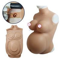 Gonflable 5/6/9 Mois Grande Femme Grossesse Ventre Avec Faux Sein Réaliste Silicone Mère-Être Corps Portant Des Accessoires De Bricolage Ensemble