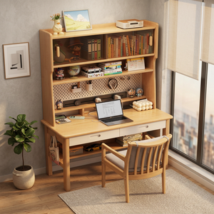 Wood <b>Study</b> <b>Desk</b> with Bookshelf Storage for Kids Bedroom Home Office Furniture Set - Product Image 3
