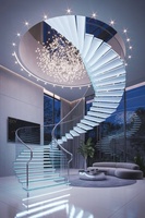 Escalier en spirale incurvé en verre trempé laminé, design personnalisé, pour l'intérieur, en métal et verre, forme ronde, escalier flottant