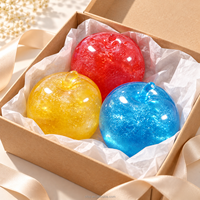 Jouet Squishy Pomme Rempli de Slush, Fidget Translucide à Presser en Forme de Fruit avec Texture Façonnable