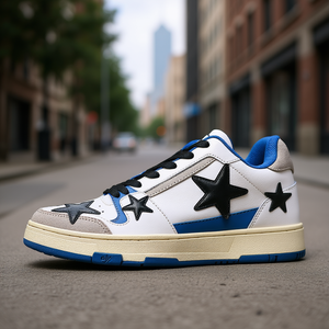 Baskets décontractées Mela pour hommes, blanches et bleues, à semelle en caoutchouc, à lacets, bout rond, toutes saisons, tendance mode, chaussures de marche - Product Image 2