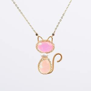 Colgantes de cola de ballena y mariposa para mujer, collares de ópalo chapados en plata y oro, Gato bonito tejido a mano, novedad de 2022 - Product Image 5