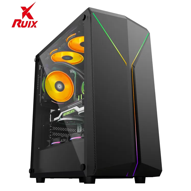 Ruixi Fábrica Fabricante Personalizado ATX Caso Gamer Computador Gabinete Refrigerado A Água Cool Pc Case ITX Full Tower