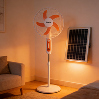 Ventilateur oscillant à 3 vitesses de 16 pouces, recharge solaire, recharge USB, autonomie de 5 heures, portable, pour le camping en plein air