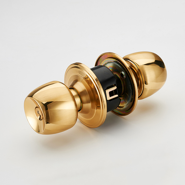 Golden Spherical Door Lock, Door Handle Lock for the Entrance Door with a Key, Bedroom and Bathroom Door Lock Set Entry Lock