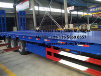 Semi-remorque à plateau surbaissé en acier AOTONG |   Poutre en I robuste et plaque à chevrons de 4 mm |   Rampe hydraulique 3-5 essieux 20-25T pour transport d'excavatrices