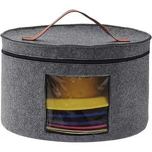Round collapsible soft Luxury Dust Dirt Proof Cover felt Travel Hat Boxes Hat Organizer Hat storage box with Lids