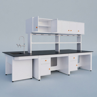 Banc de laboratoire de chimie durable, poste de travail de laboratoire avec évier en PP, résistant aux acides, résistant à la corrosion, étagère à réactifs