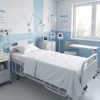 Ensemble de draps pour maison de retraite - 100% coton, 3 pièces, drap plat et drap-housse d'hôpital, coutures antibactériennes, ignifuge